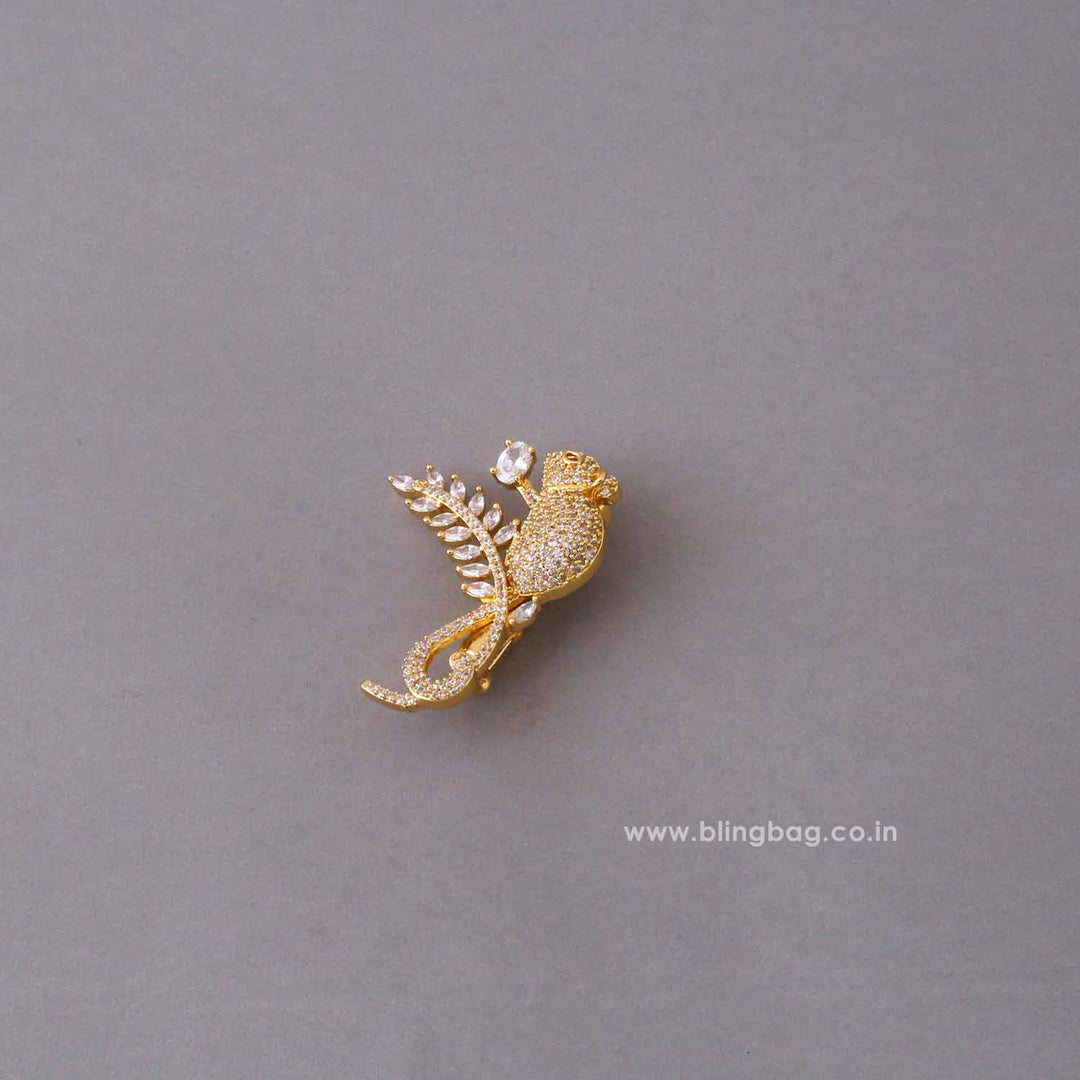 Golden Crystal Mouse Brooch