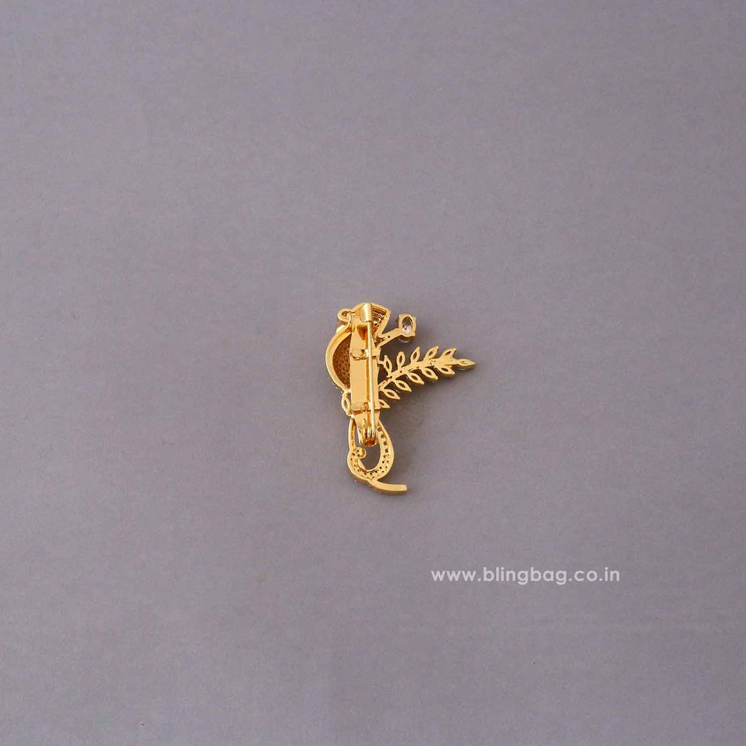 Golden Crystal Mouse Brooch