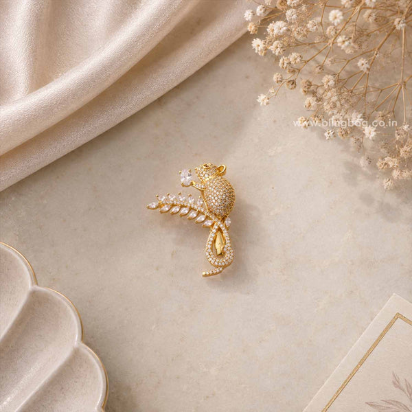 Golden Crystal Mouse Brooch