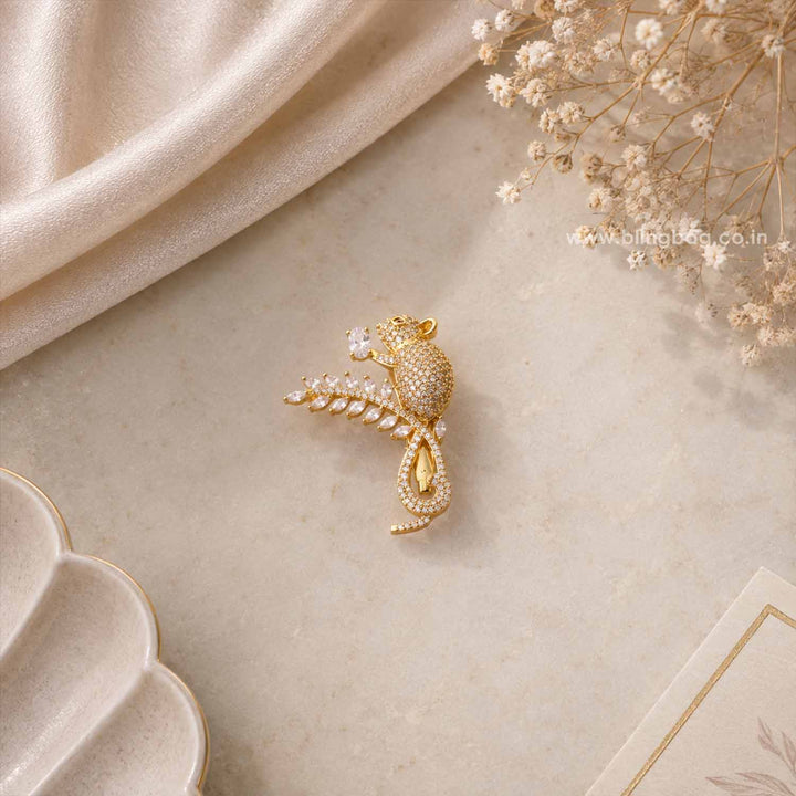 Golden Crystal Mouse Brooch