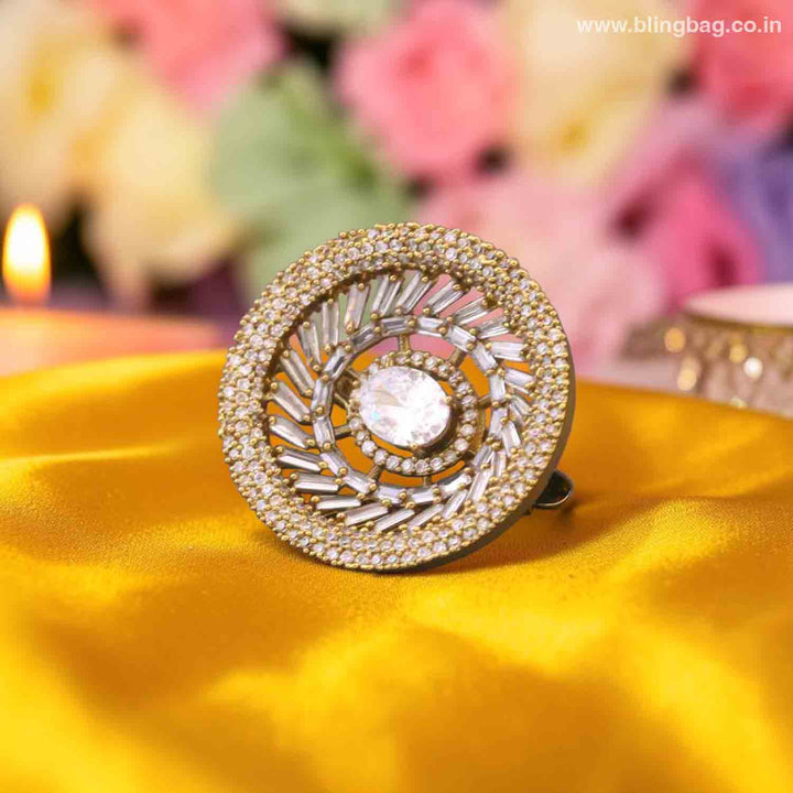 Golden Crystal Orbit Brooch