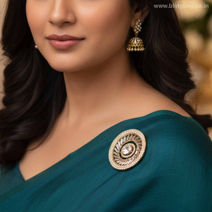 Golden Crystal Orbit Brooch