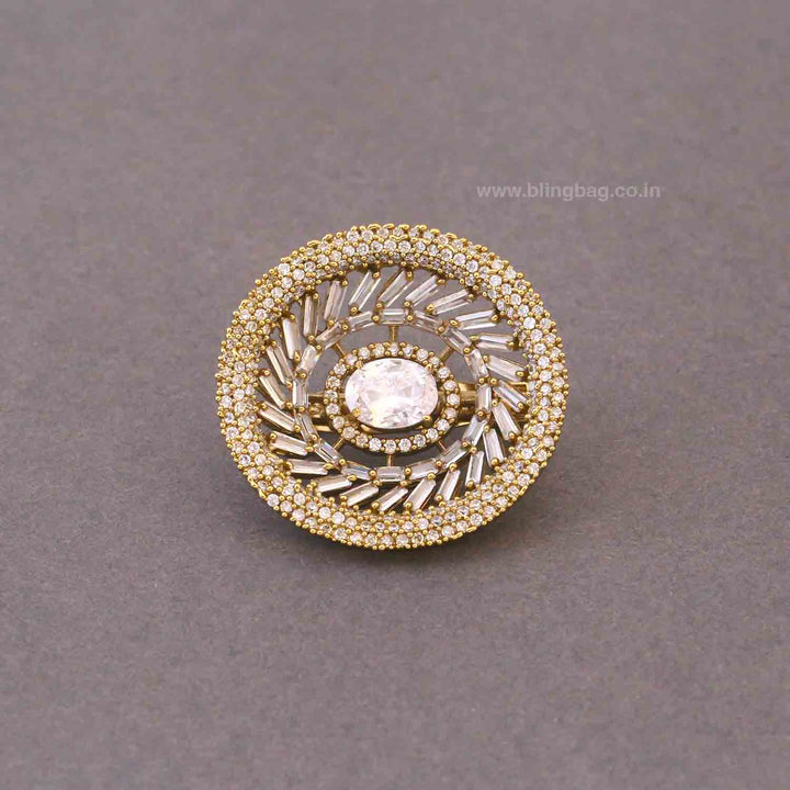 Golden Crystal Orbit Brooch