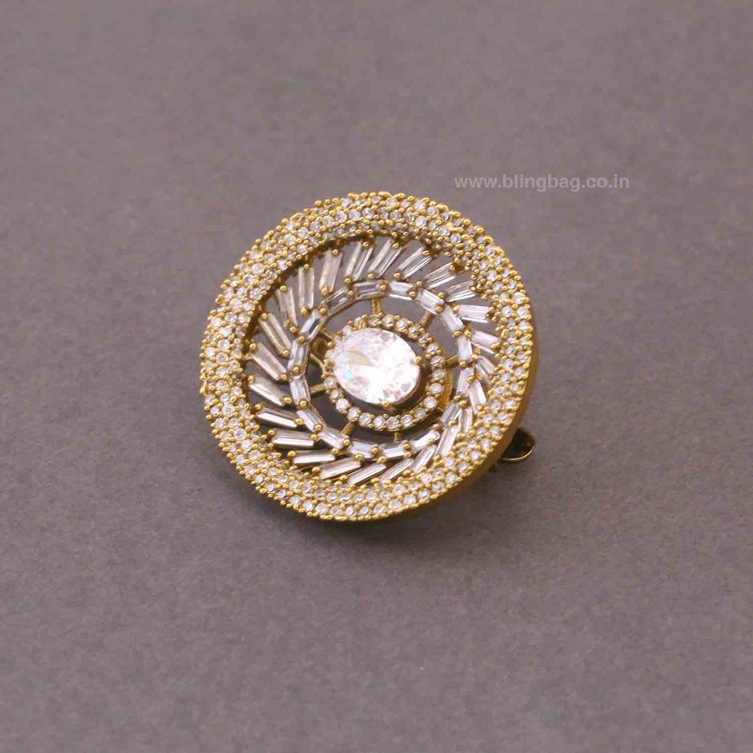 Golden Crystal Orbit Brooch
