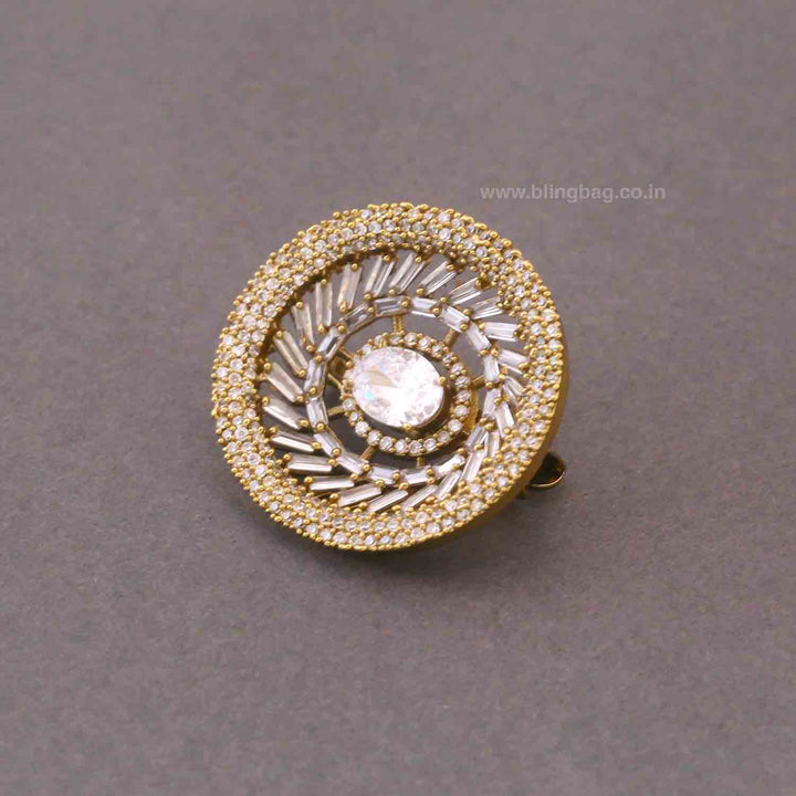 Golden Crystal Orbit Brooch