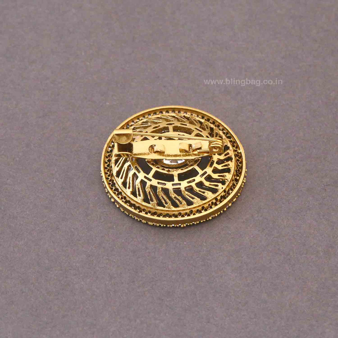 Golden Crystal Orbit Brooch
