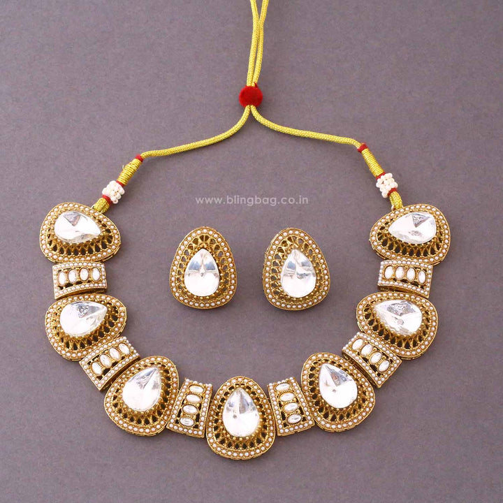 Golden Danielamarie Kundan Jewellery Set- New Arrivals