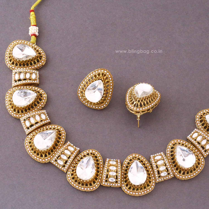 Golden Danielamarie Kundan Jewellery Set- New Arrivals