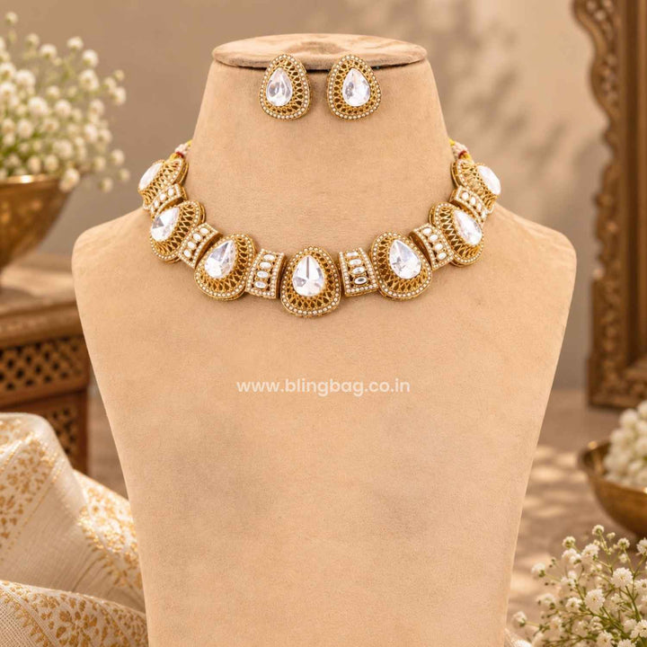 Golden Danielamarie Kundan Jewellery Set- New Arrivals