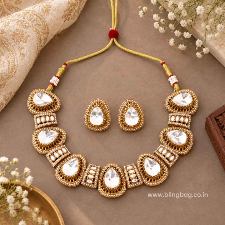 Golden Danielamarie Kundan Jewellery Set- New Arrivals
