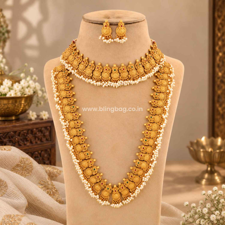 Golden Devishree Temple Jewellery Set - New Arrival