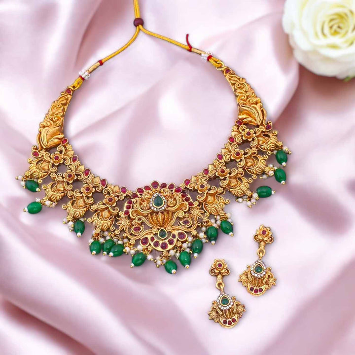Golden Dhirani Hasli Antique Jewellery Set - New Arrival