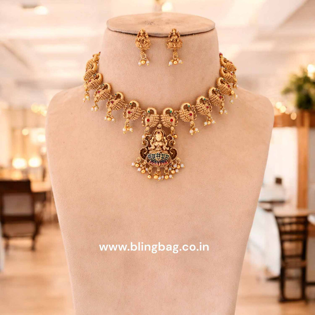 Golden Dhoomavati Temple Jewellery Set - New Arrival