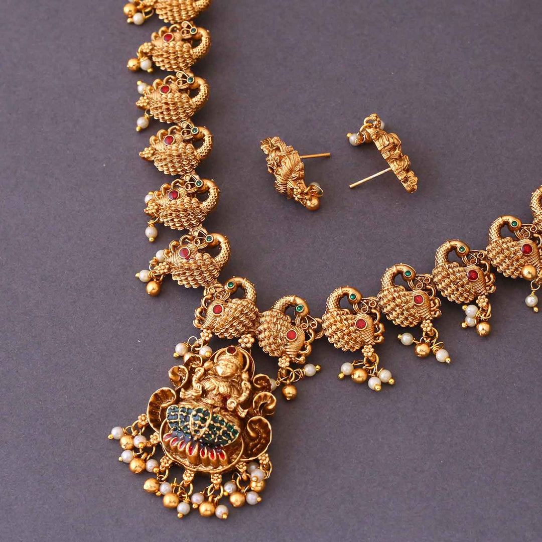 Golden Dhoomavati Temple Jewellery Set - New Arrival