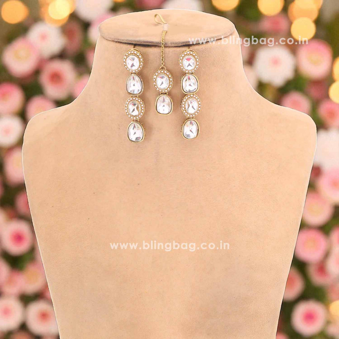 Golden Dipali Kundan Jewellery Set