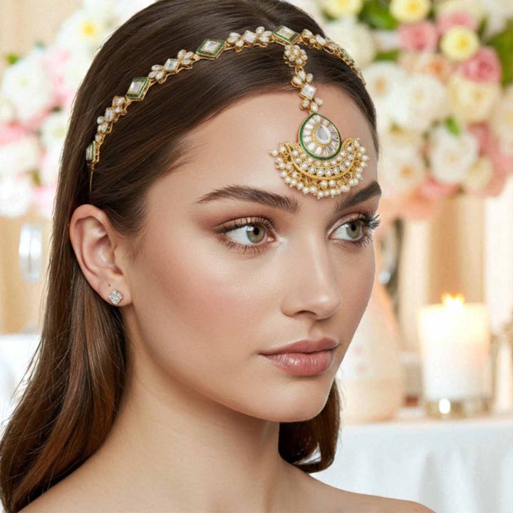 Golden Dipti Hairband With Tikka