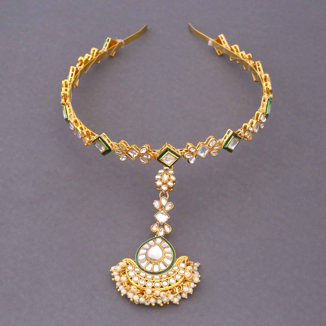 Golden Dipti Hairband With Tikka