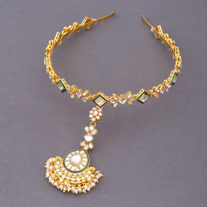Golden Dipti Hairband With Tikka