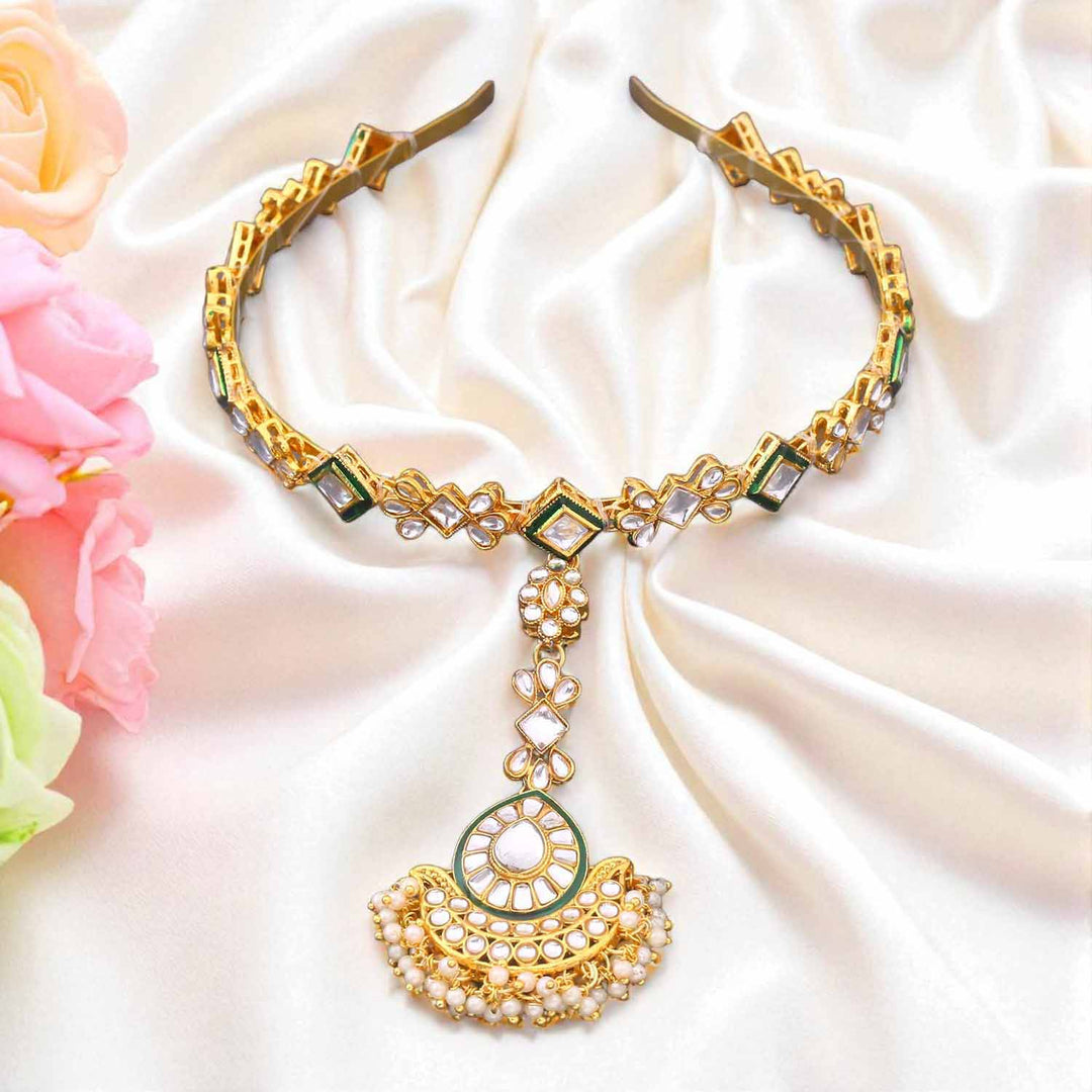 Golden Dipti Hairband With Tikka