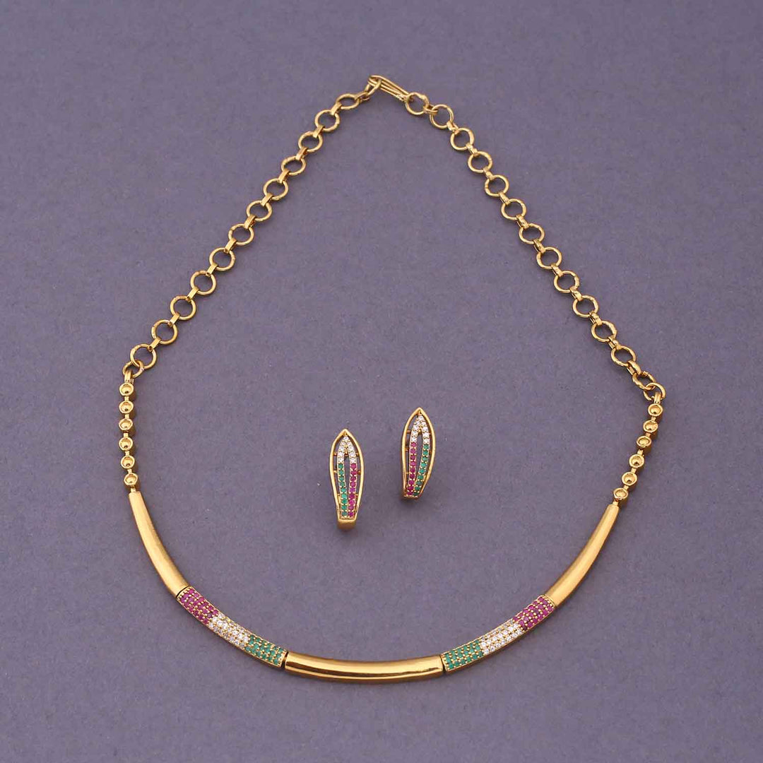 Golden Divya Hasli Antique Jewellery Set - New Arrival