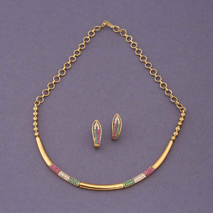 Golden Divya Hasli Antique Jewellery Set - New Arrival