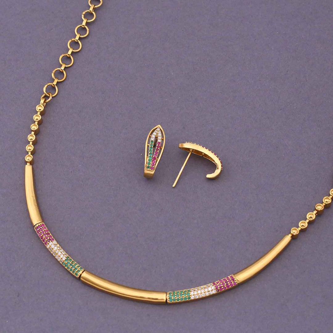 Golden Divya Hasli Antique Jewellery Set - New Arrival