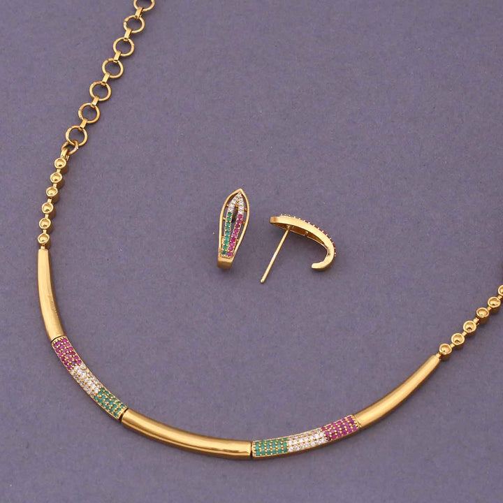 Golden Divya Hasli Antique Jewellery Set - New Arrival