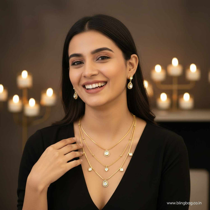 Golden Diyashi Antique Jewellery Set