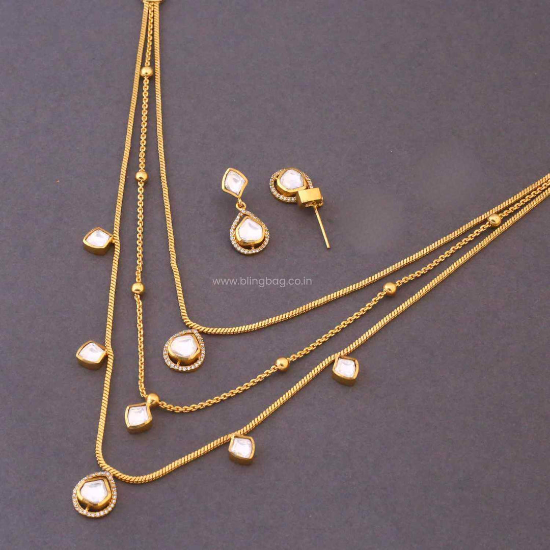 Golden Diyashi Antique Jewellery Set