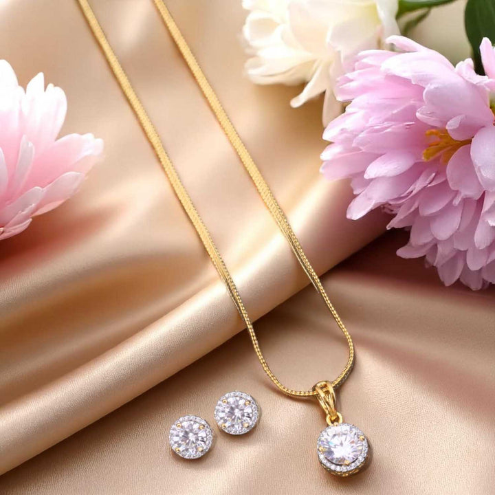 Golden Dolcie Zirconia Pendant Set