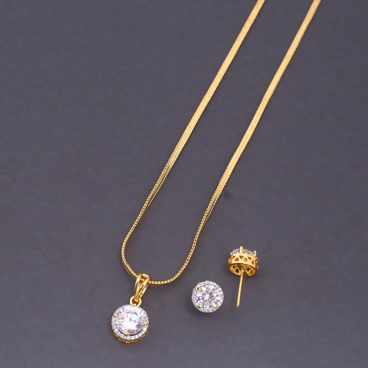 Golden Dolcie Zirconia Pendant Set