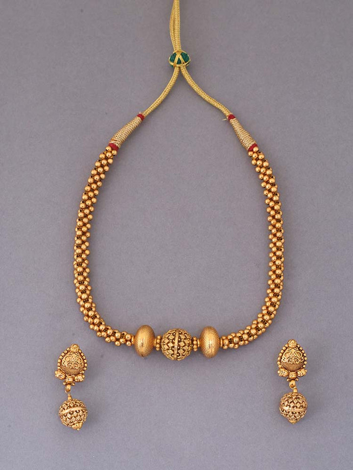 Golden Draupadi Temple Jewellery Set