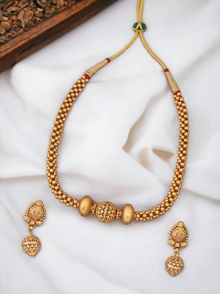 Golden Draupadi Temple Jewellery Set