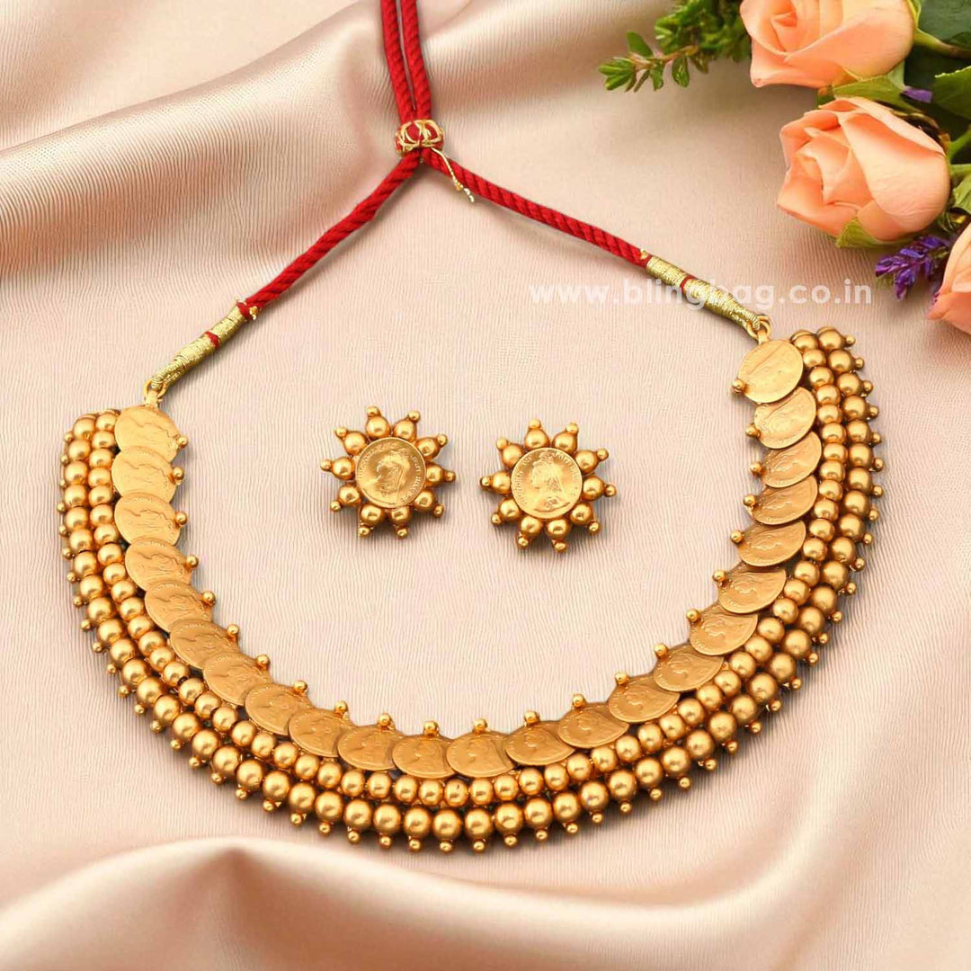 Golden Drinushri Temple Jewellery Set - New Arrival