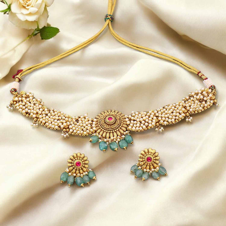 Golden Drisana Antique Jewellery Set