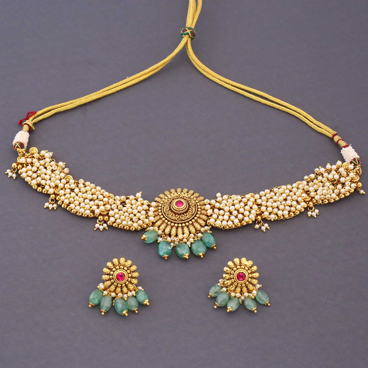 Golden Drisana Antique Jewellery Set
