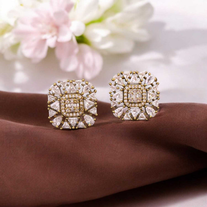 Golden Eiffran Zirconia Studs