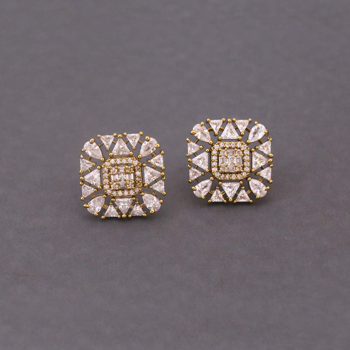 Golden Eiffran Zirconia Studs