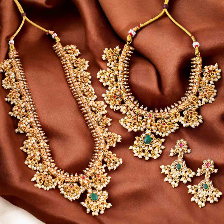 Golden Ekisha Antique Jewellery Set - New Arrival