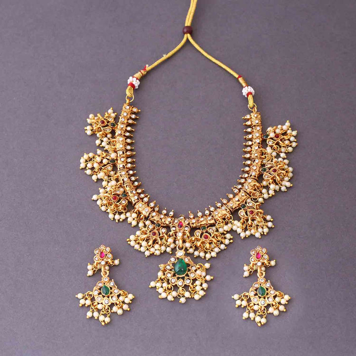 Golden Ekisha Antique Jewellery Set - New Arrival