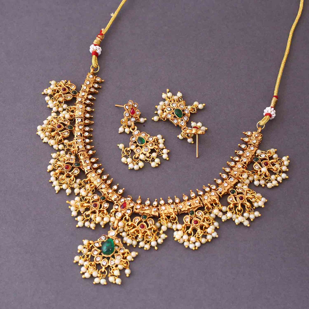 Golden Ekisha Antique Jewellery Set - New Arrival