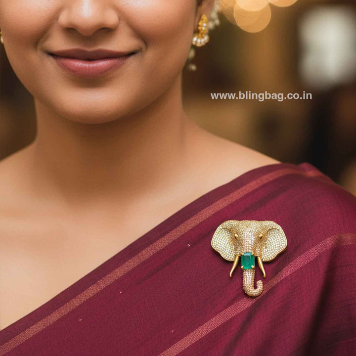 Golden Elephant  Victorian Jumbo Brooch