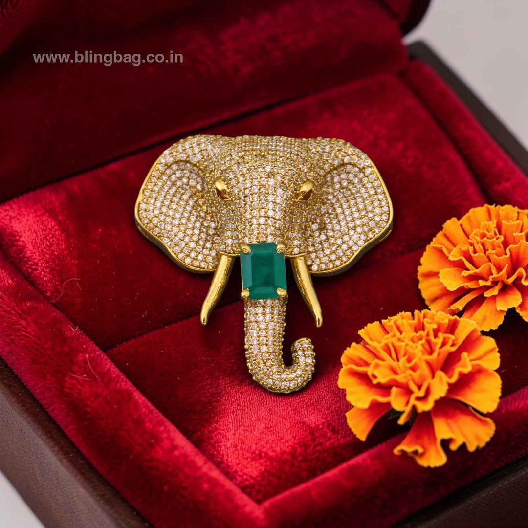 Golden Elephant  Victorian Jumbo Brooch