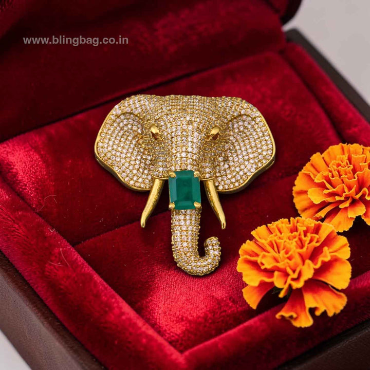 Golden Elephant  Victorian Jumbo Brooch