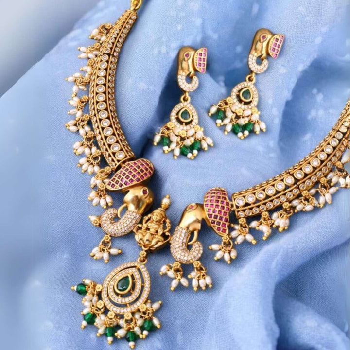 Golden Elfriede Temple Jewellery Set - New Arrival