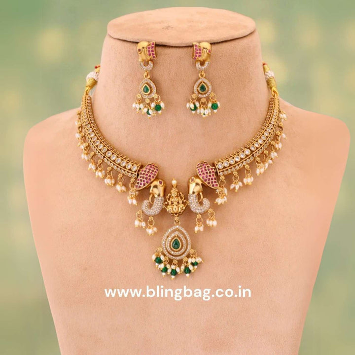 Golden Elfriede Temple Jewellery Set - New Arrival