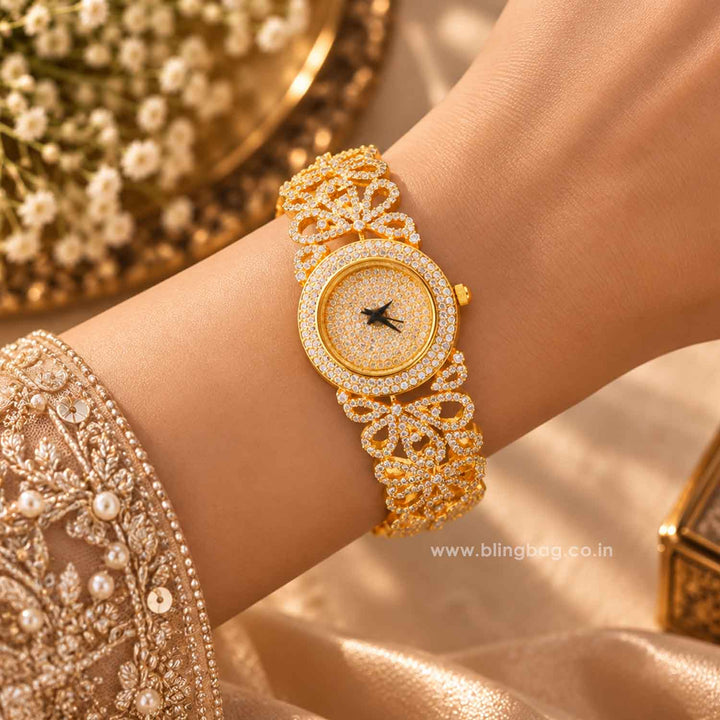 Golden Ellarose Zirconia Watch