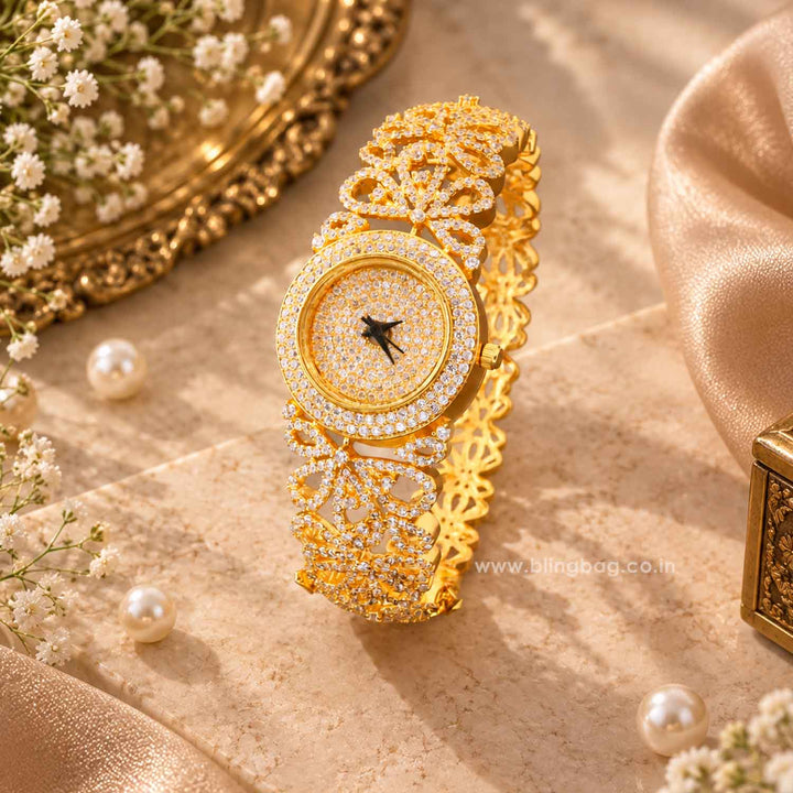 Golden Ellarose Zirconia Watch