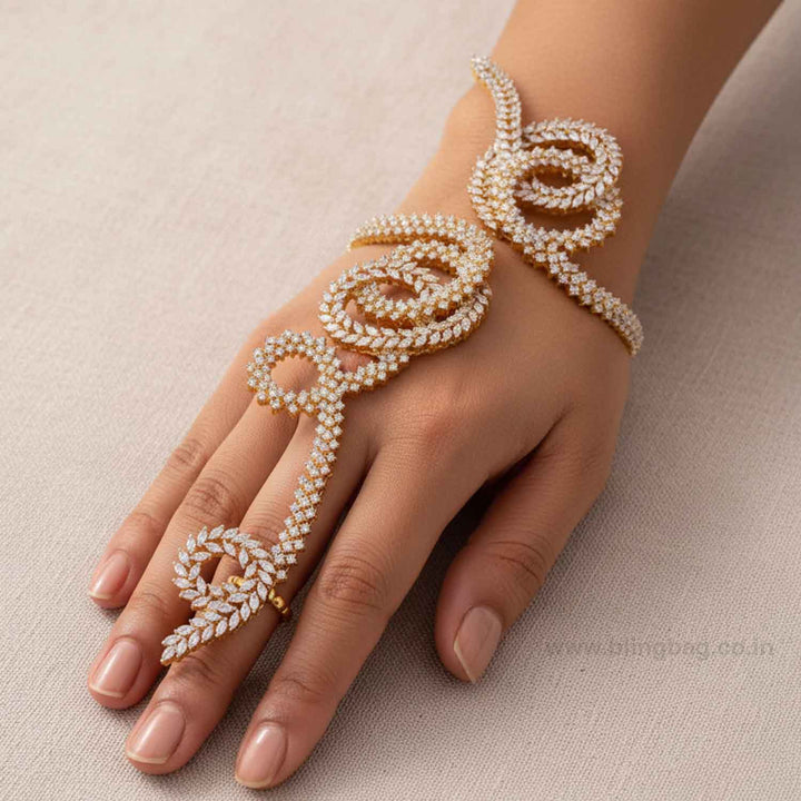 Golden Emmaa Zirconia Hath Phool