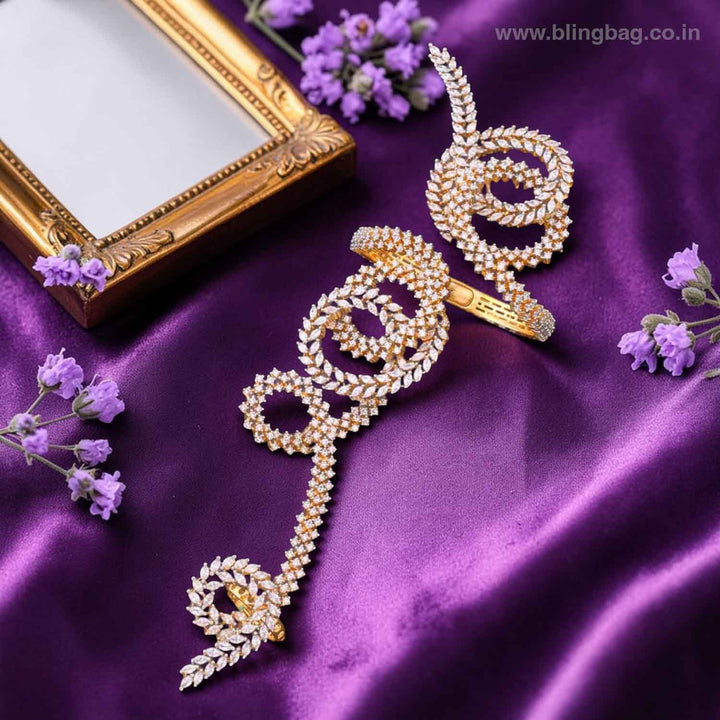 Golden Emmaa Zirconia Hath Phool